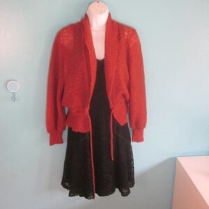 Vintage Japan Specialty House Burnt Orange Knit Cardigan Best Fit for S-M-L